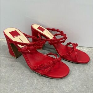 Revolve x DOLCE VITA rosette strappy red sandals size 11